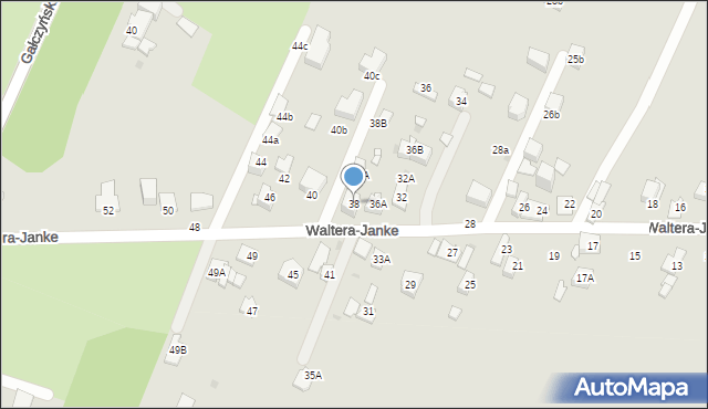 Sosnowiec, Waltera-Janke Zygmunta, gen., 38, mapa Sosnowca