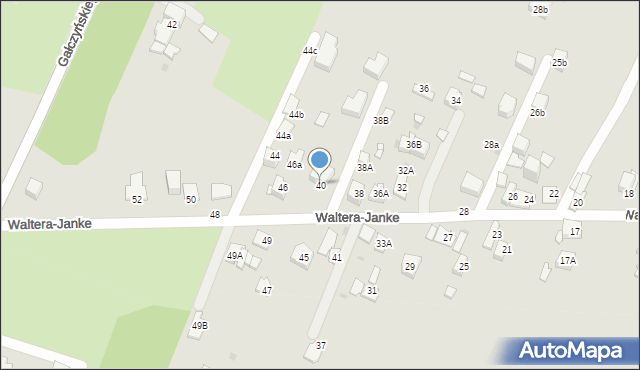 Sosnowiec, Waltera-Janke Zygmunta, gen., 40, mapa Sosnowca