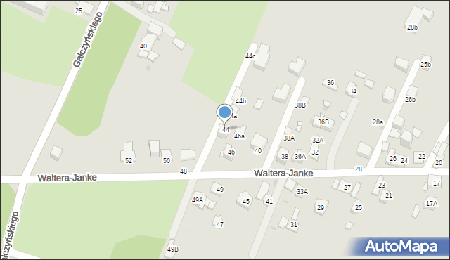 Sosnowiec, Waltera-Janke Zygmunta, gen., 44, mapa Sosnowca