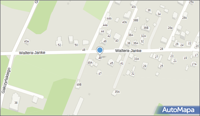 Sosnowiec, Waltera-Janke Zygmunta, gen., 49, mapa Sosnowca