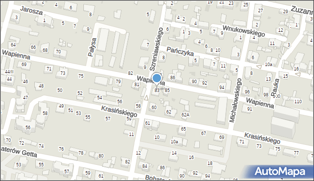 Sosnowiec, Wapienna, 83, mapa Sosnowca