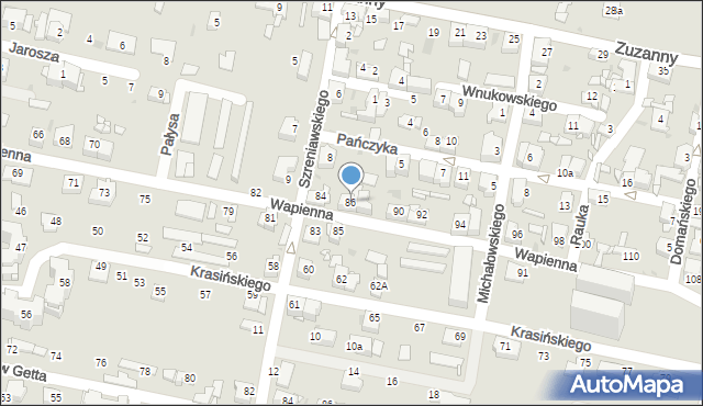 Sosnowiec, Wapienna, 86, mapa Sosnowca