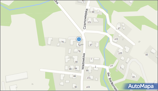 Spytkowice, Wadowicka, 76a, mapa Spytkowice