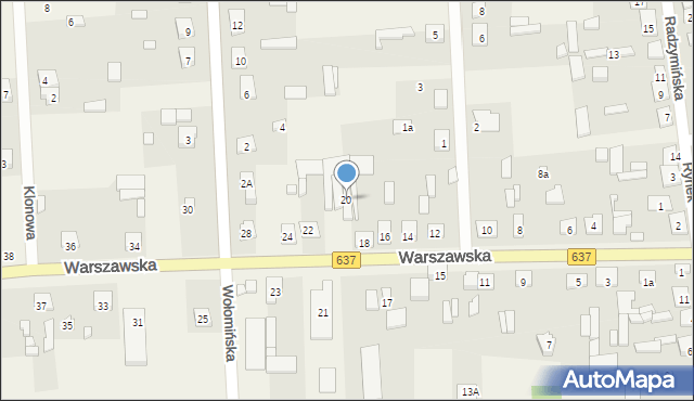 Stanisławów, Warszawska, 20, mapa Stanisławów