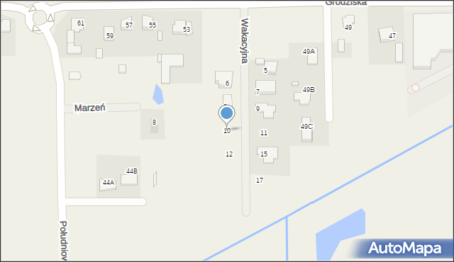 Stara Wieś, Wakacyjna, 10, mapa Stara Wieś