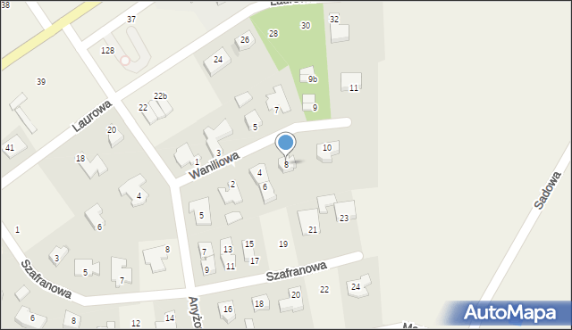Stare Bielice, Waniliowa, 8, mapa Stare Bielice