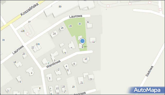 Stare Bielice, Waniliowa, 9, mapa Stare Bielice