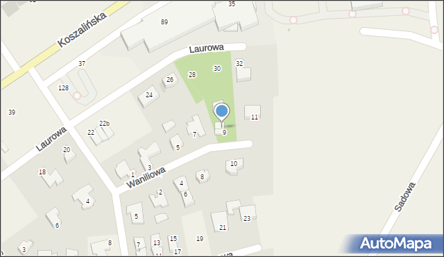 Stare Bielice, Waniliowa, 9a, mapa Stare Bielice