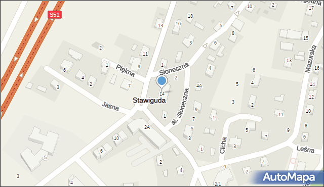 Stawiguda, Warszawska, 14, mapa Stawiguda