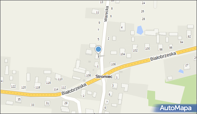 Stromiec, Warecka, 3, mapa Stromiec