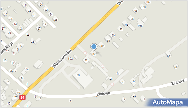 Stryków, Warszawska, 84, mapa Stryków