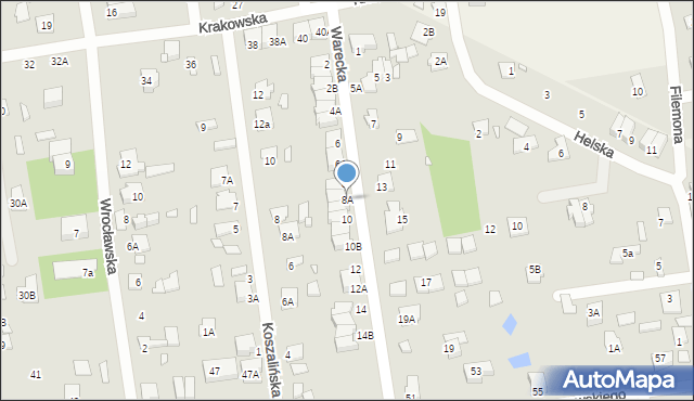 Sulejówek, Warecka, 8A, mapa Sulejówek