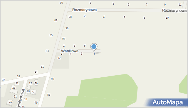 Suszno, Waniliowa, 8, mapa Suszno