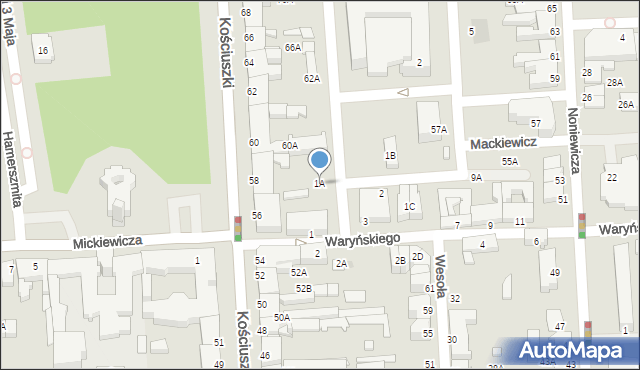 Suwałki, Waryńskiego Ludwika, 1A, mapa Suwałk