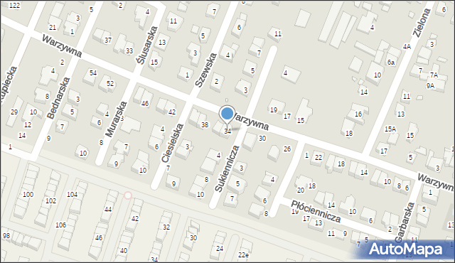 Swarzędz, Warzywna, 34, mapa Swarzędz