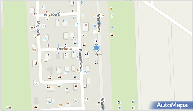 Świdnik, Waniliowa, 18, mapa Świdnika