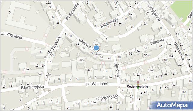 Świebodzin, Wałowa, 42, mapa Świebodzin
