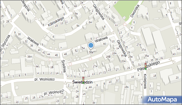 Świebodzin, Wałowa, 56a, mapa Świebodzin