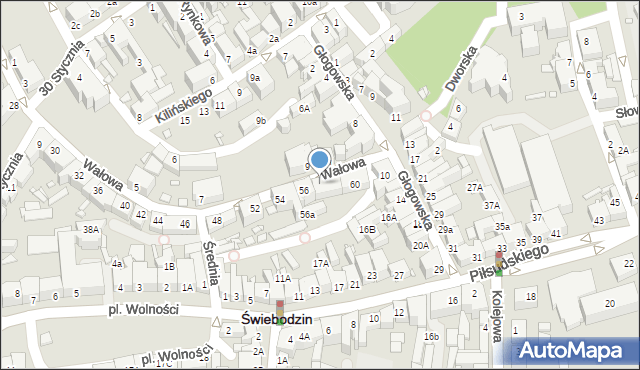 Świebodzin, Wałowa, 60a, mapa Świebodzin