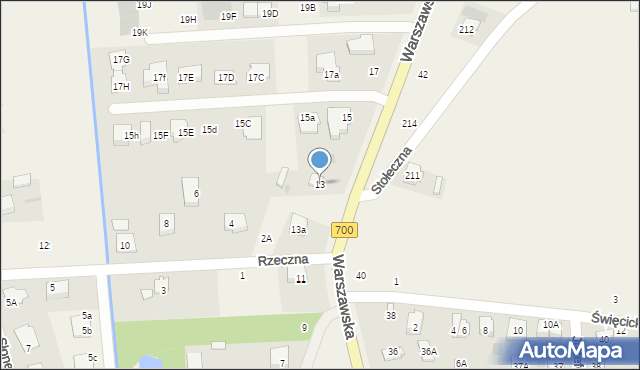 Święcice, Warszawska, 13, mapa Święcice