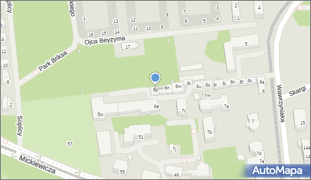Szczecin, Wawrzyniaka Piotra, ks., 6p, mapa Szczecina