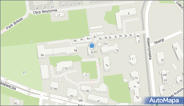 Szczecin, Wawrzyniaka Piotra, ks., 7c, mapa Szczecina