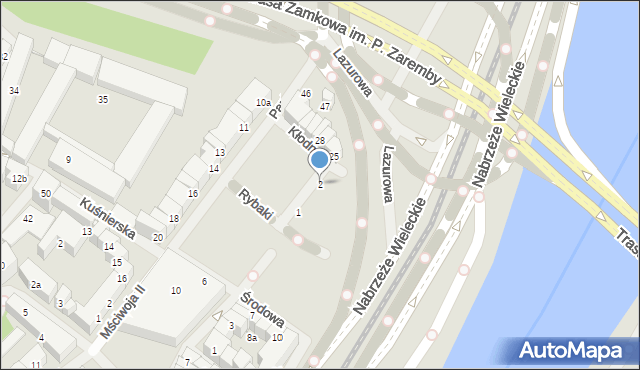 Szczecin, Warzywna, 2, mapa Szczecina