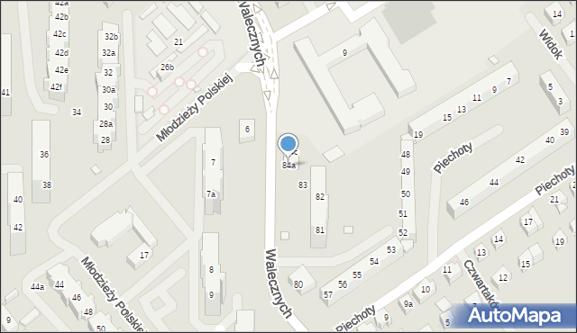 Szczecin, Walecznych, 84a, mapa Szczecina