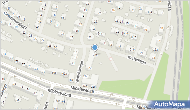 Szczecin, Waryńskiego Ludwika, 22a, mapa Szczecina