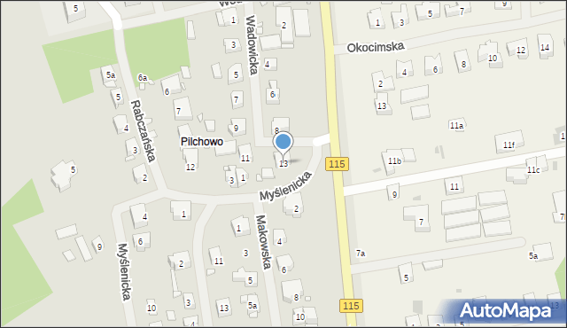 Szczecin, Wadowicka, 13, mapa Szczecina