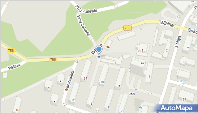 Tarnobrzeg, Waryńskiego Ludwika, 6a, mapa Tarnobrzegu