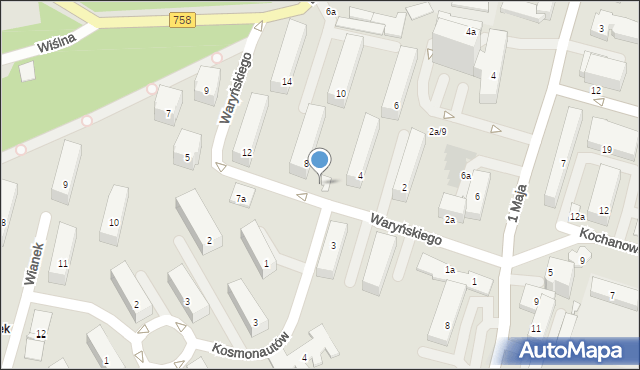 Tarnobrzeg, Waryńskiego Ludwika, 8a, mapa Tarnobrzegu