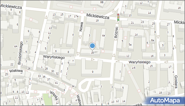 Tarnów, Waryńskiego Ludwika, 10, mapa Tarnów
