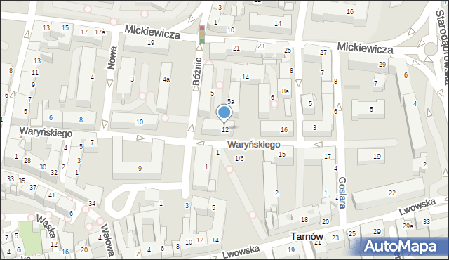 Tarnów, Waryńskiego Ludwika, 12, mapa Tarnów