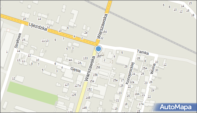 Tomaszów Mazowiecki, Warszawska, 160, mapa Tomaszów Mazowiecki