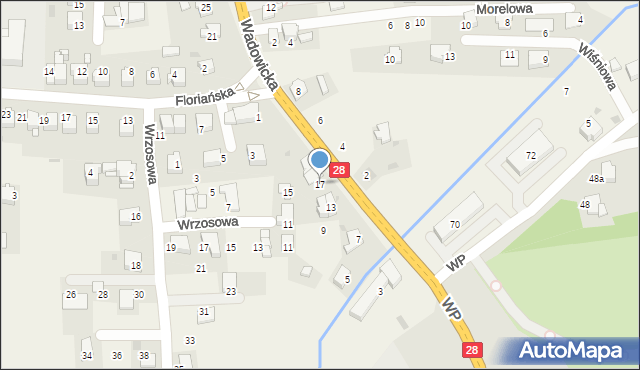 Tomice, Wadowicka, 17, mapa Tomice