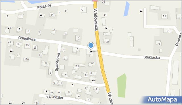 Tomice, Wadowicka, 67, mapa Tomice