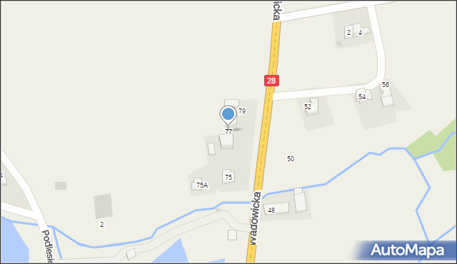 Tomice, Wadowicka, 77, mapa Tomice