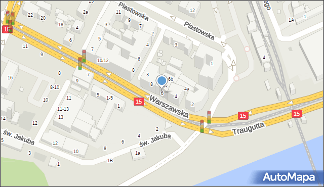 Toruń, Warszawska, 6, mapa Torunia