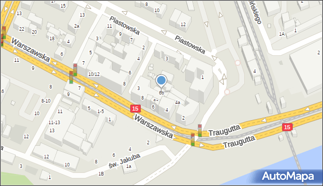 Toruń, Warszawska, 6b, mapa Torunia