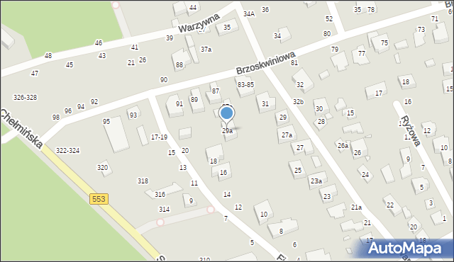 Toruń, Warzywna, 29a, mapa Torunia