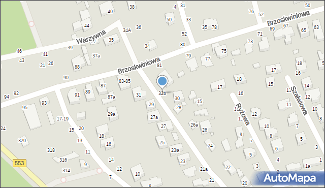 Toruń, Warzywna, 32b, mapa Torunia