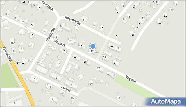 Toszek, Wąska, 21, mapa Toszek