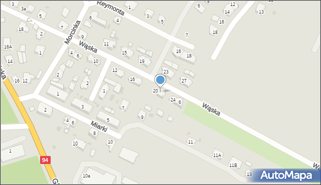 Toszek, Wąska, 22, mapa Toszek