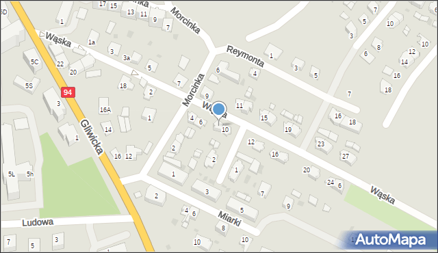 Toszek, Wąska, 8, mapa Toszek