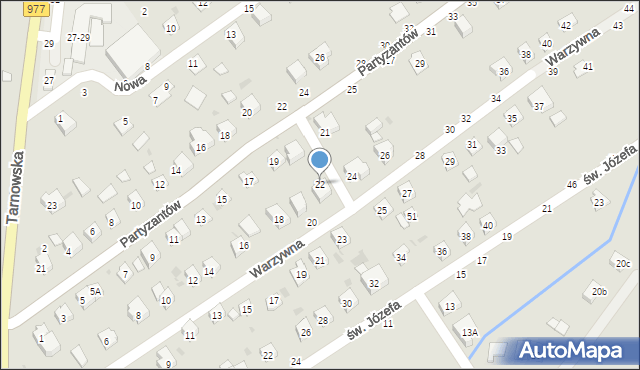 Tuchów, Warzywna, 22, mapa Tuchów