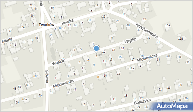 Tworków, Wąska, 8, mapa Tworków