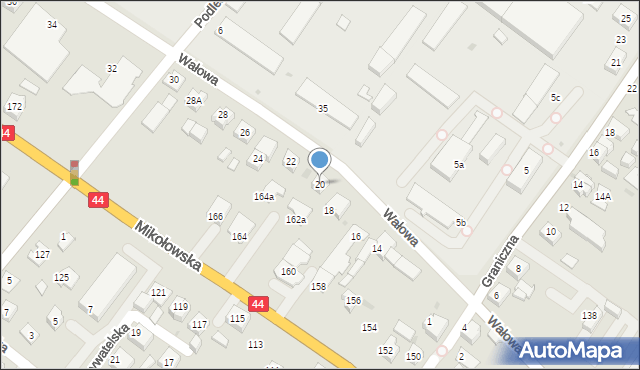 Tychy, Wałowa, 20, mapa Tychów