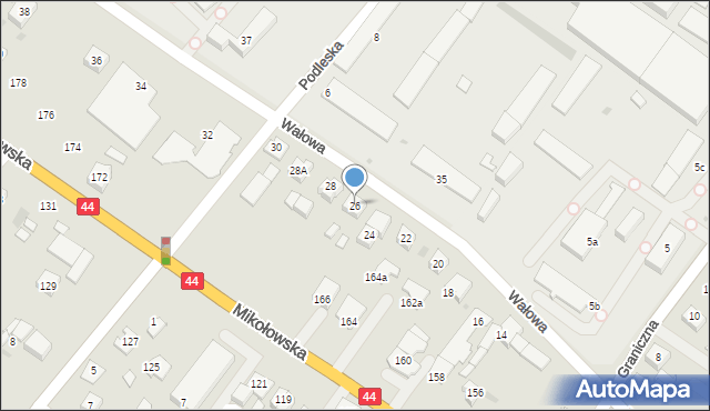 Tychy, Wałowa, 26, mapa Tychów