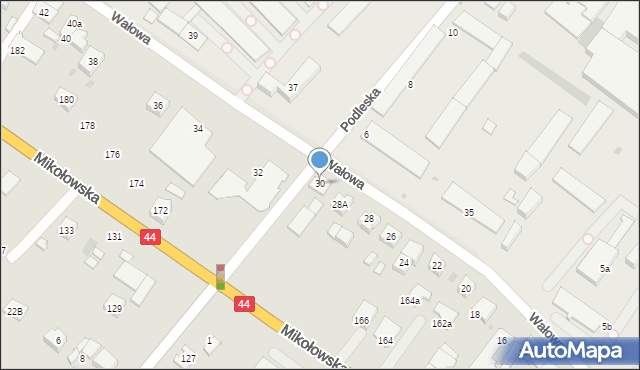 Tychy, Wałowa, 30, mapa Tychów